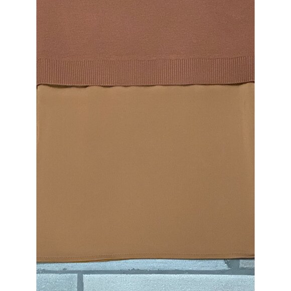Calvin Klein S Copper Knit Satin Hem Tunic Top Layered Mock Neck Minimalist Chic - Picture 10 of 10